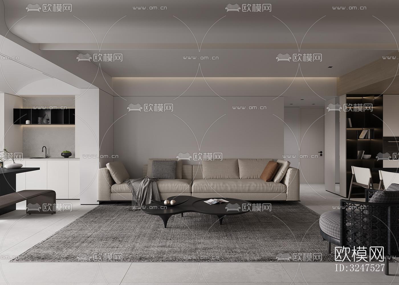 现代客餐厅效果图下载（渲染图5）