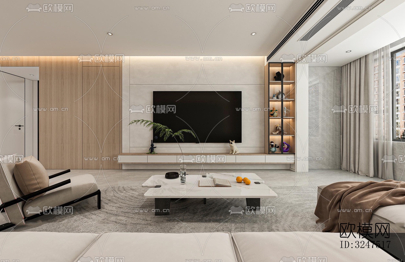 现代客餐厅效果图下载（渲染图2）