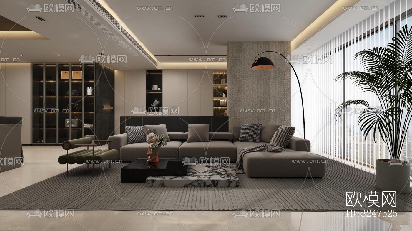 现代客餐厅效果图下载（渲染图5）