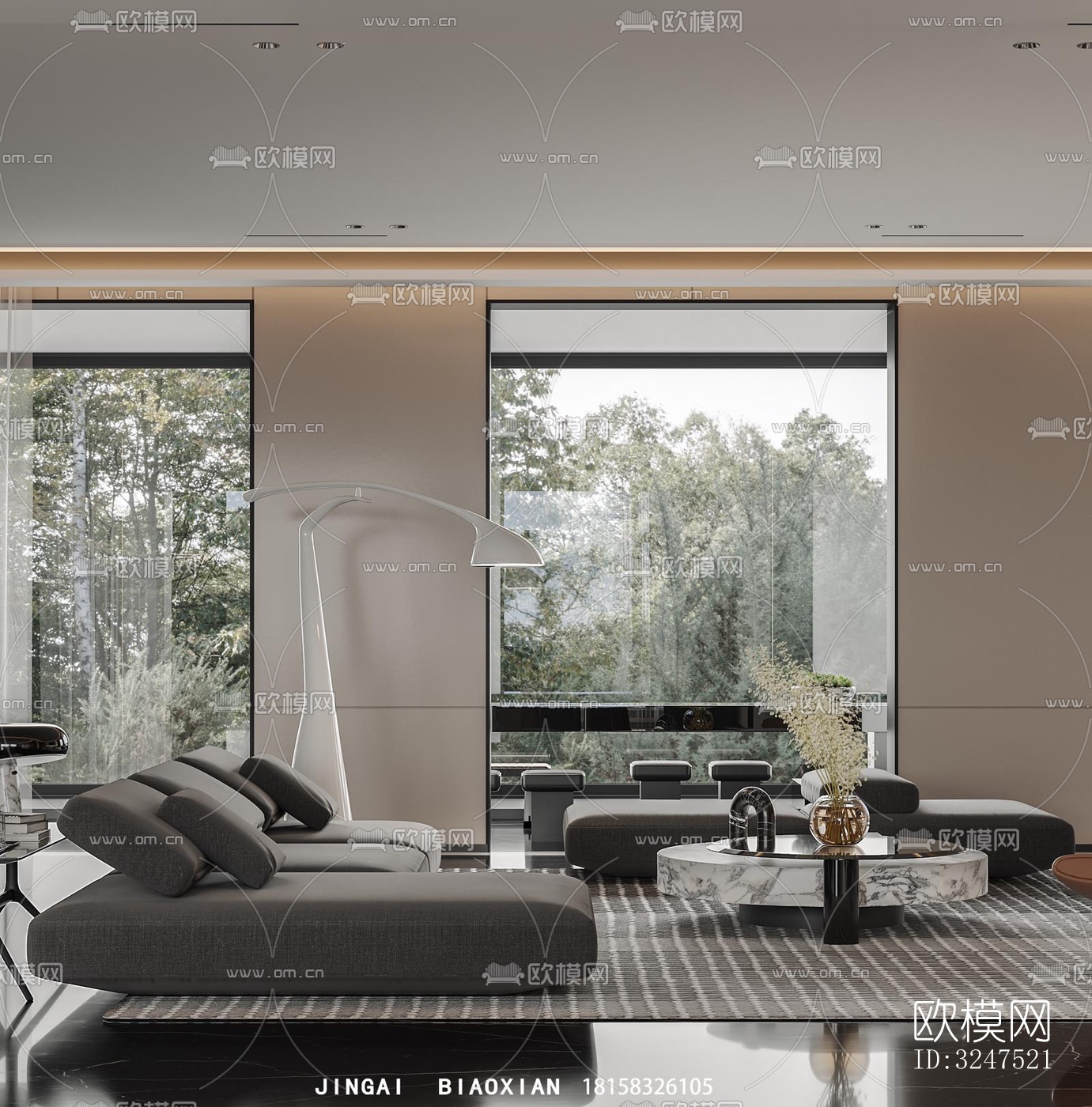 现代客餐厅效果图下载（渲染图4）