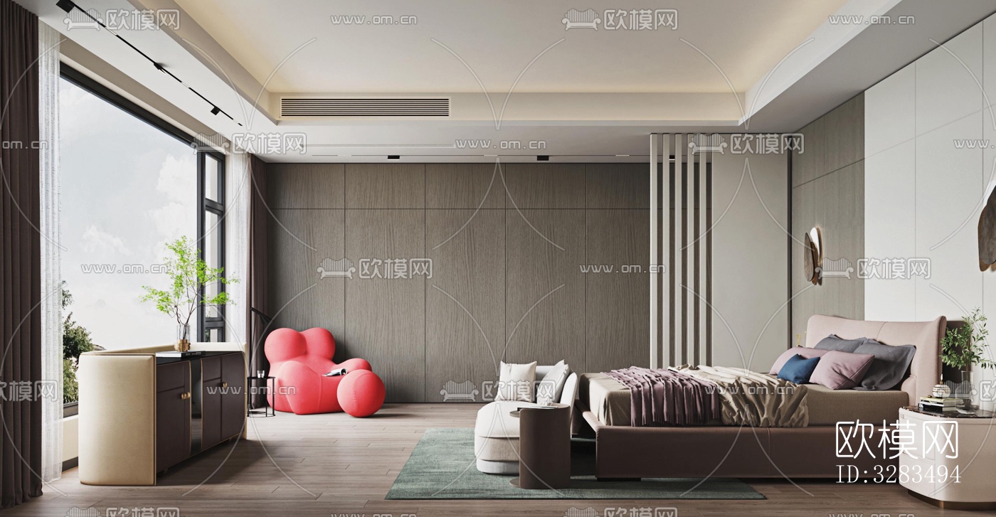 现代卧室效果图下载（渲染图4）