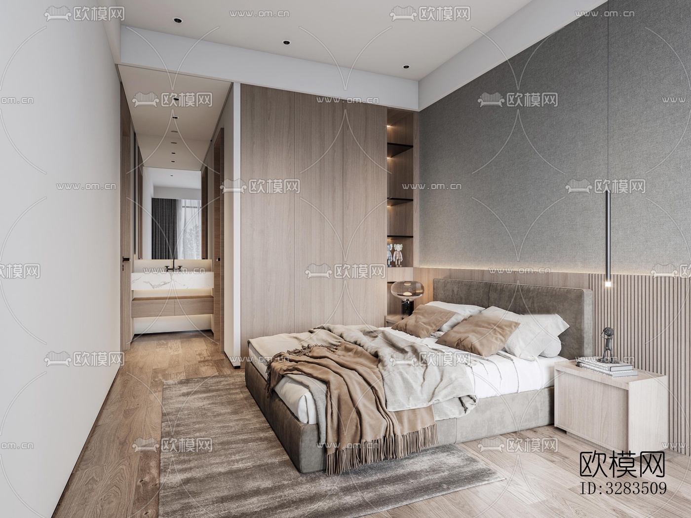 现代卧室效果图下载（渲染图4）