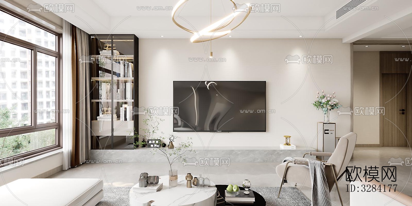 现代客餐厅效果图下载（渲染图5）