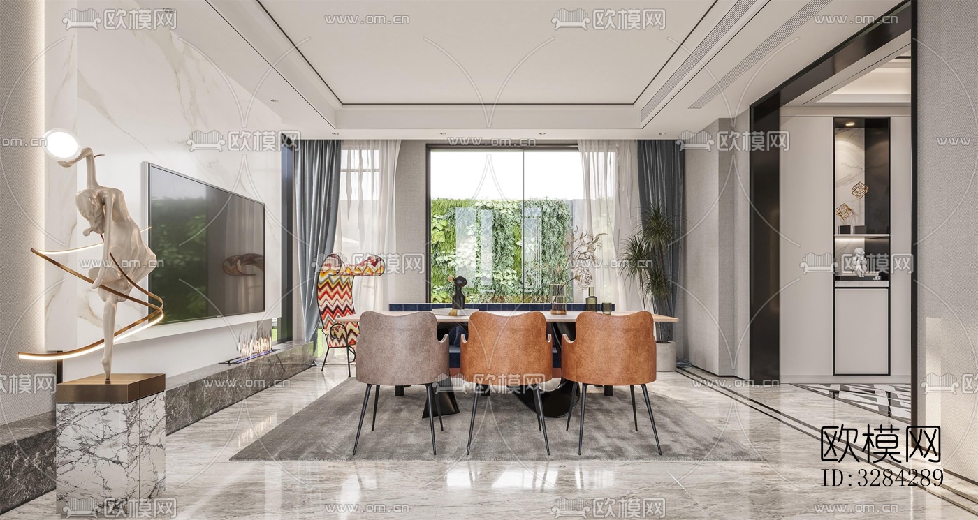 现代餐厅效果图下载（渲染图6）