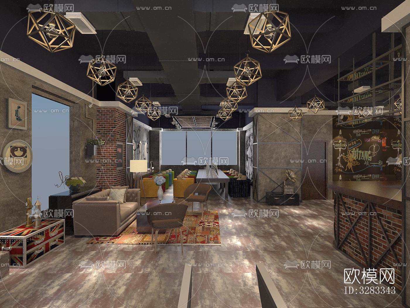 工业风网咖效果图下载（渲染图14）