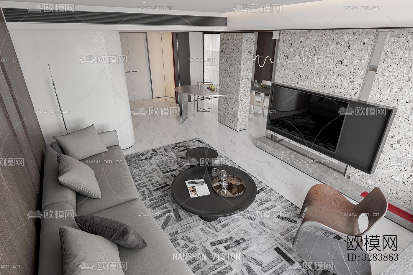 现代客餐厅效果图下载（渲染图13）