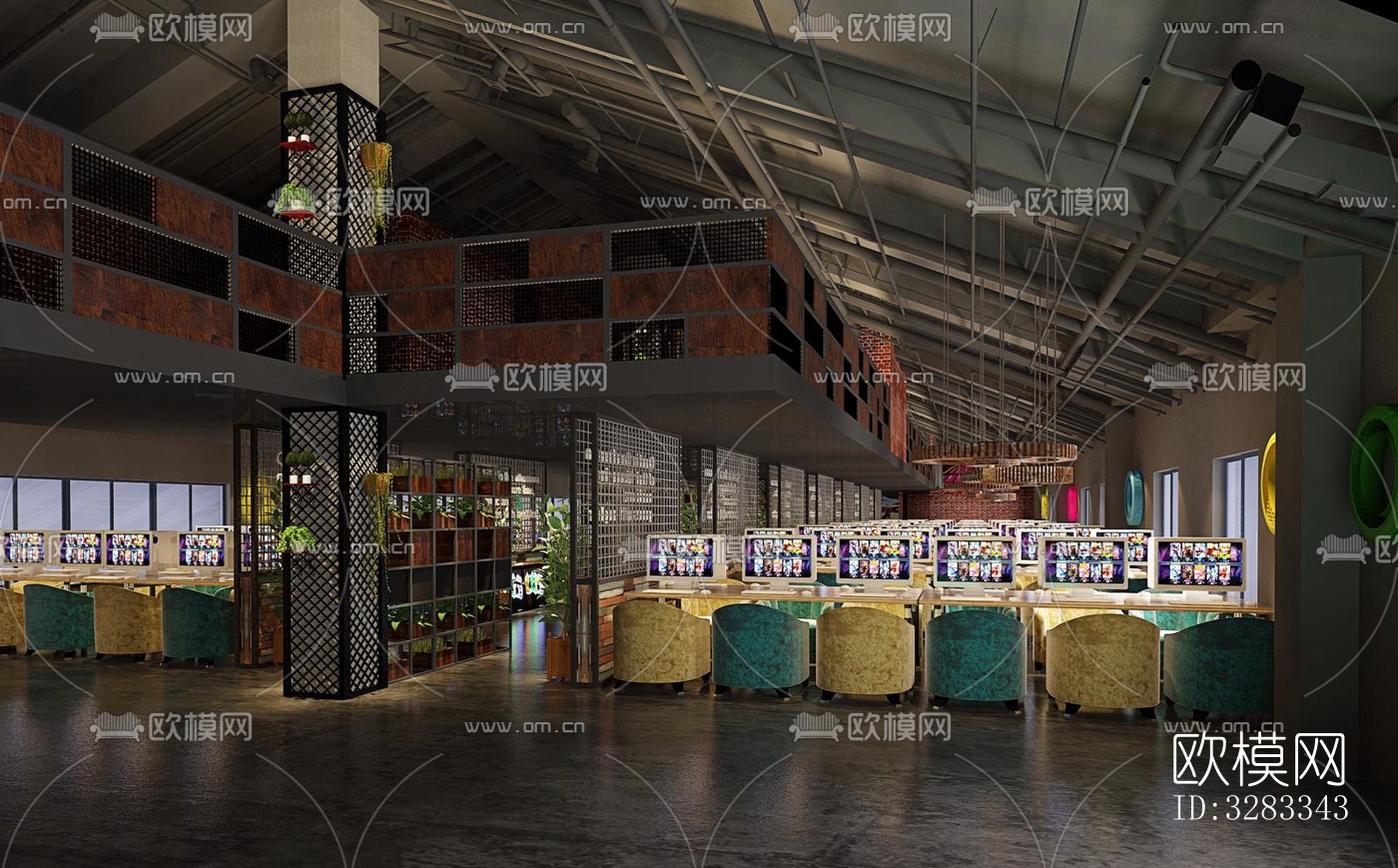 工业风网咖效果图下载（渲染图9）