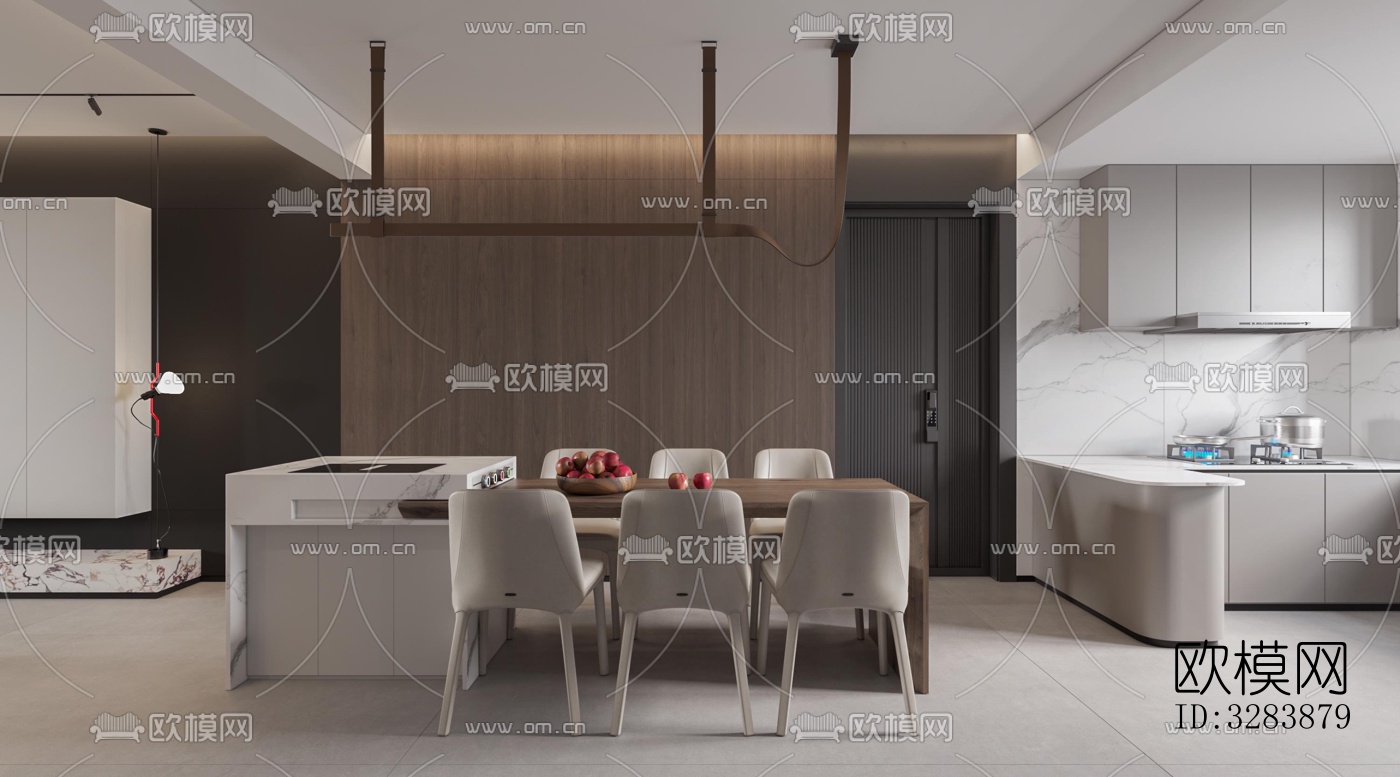现代客餐厅效果图下载（渲染图5）