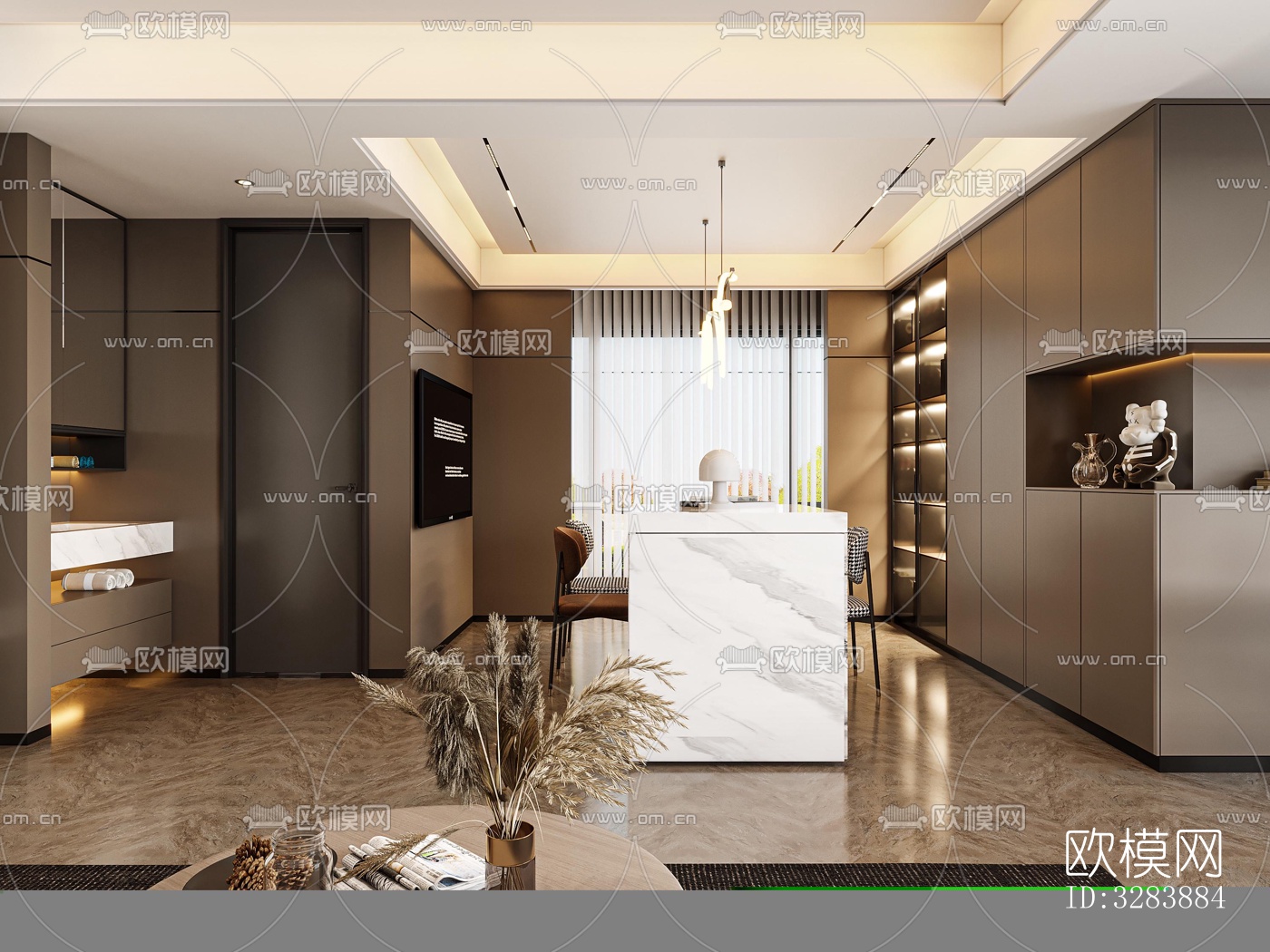 现代客餐厅效果图下载（渲染图3）