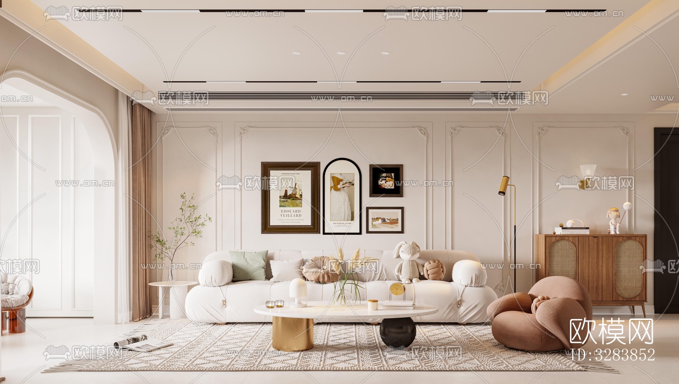 现代客餐厅效果图下载（渲染图3）