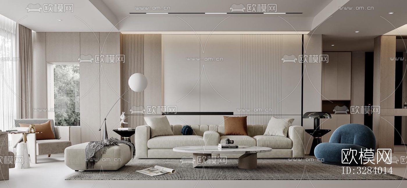 现代客餐厅效果图下载（渲染图2）