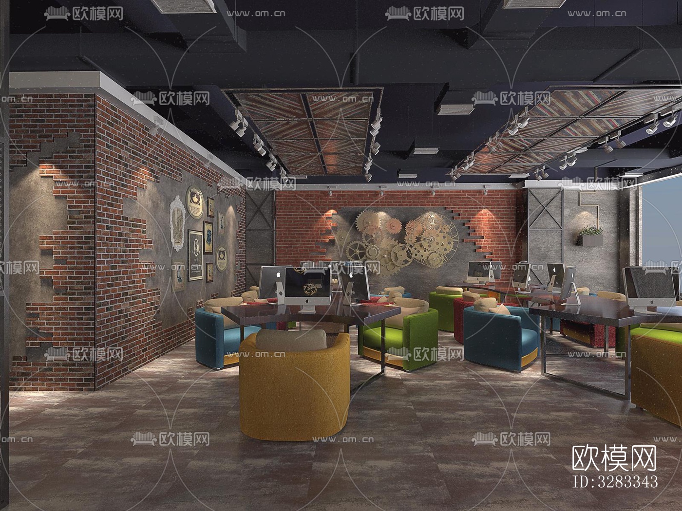 工业风网咖效果图下载（渲染图13）