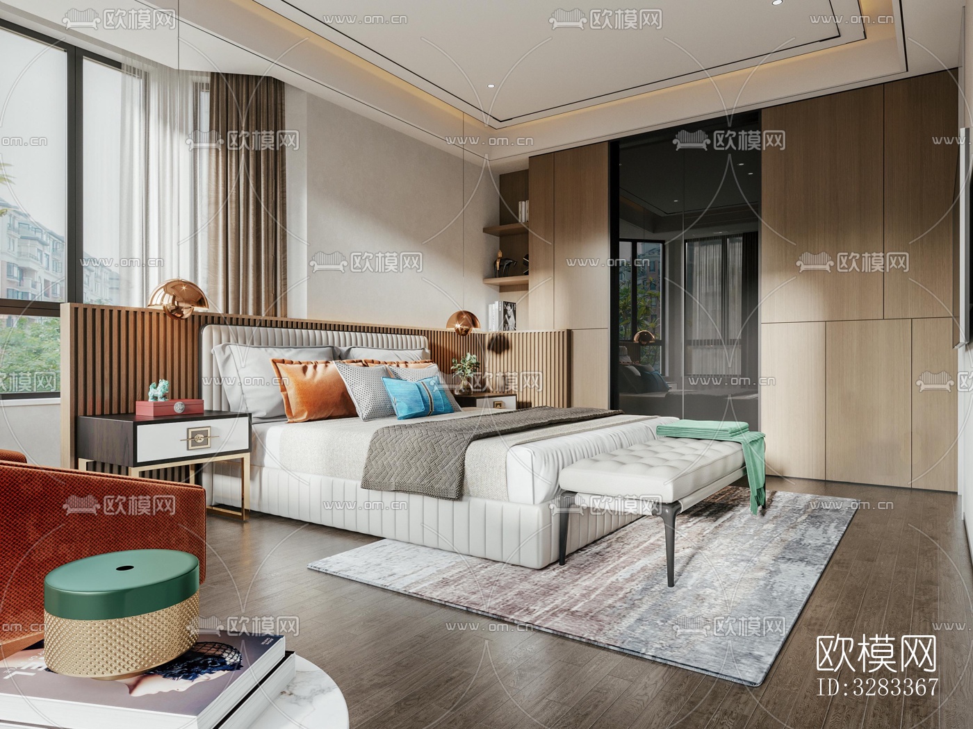 新中式别墅效果图下载（渲染图1）