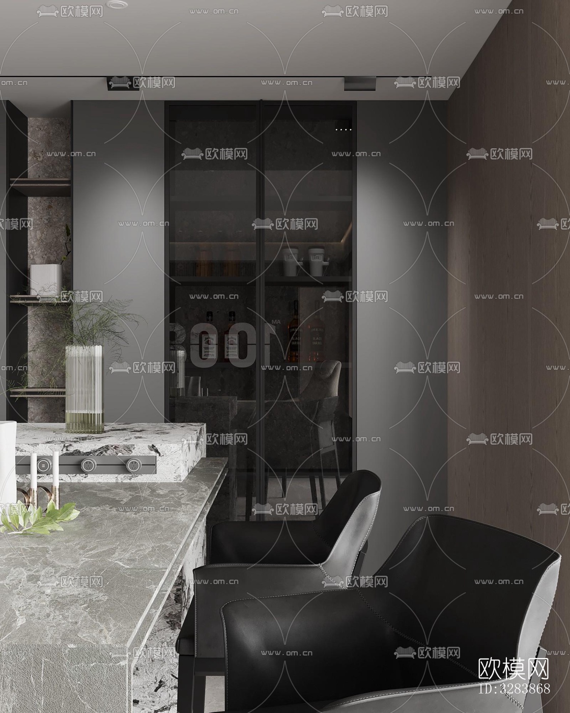 现代客餐厅效果图下载（渲染图4）