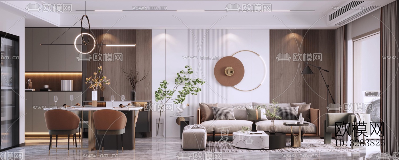 现代客餐厅效果图下载（渲染图3）