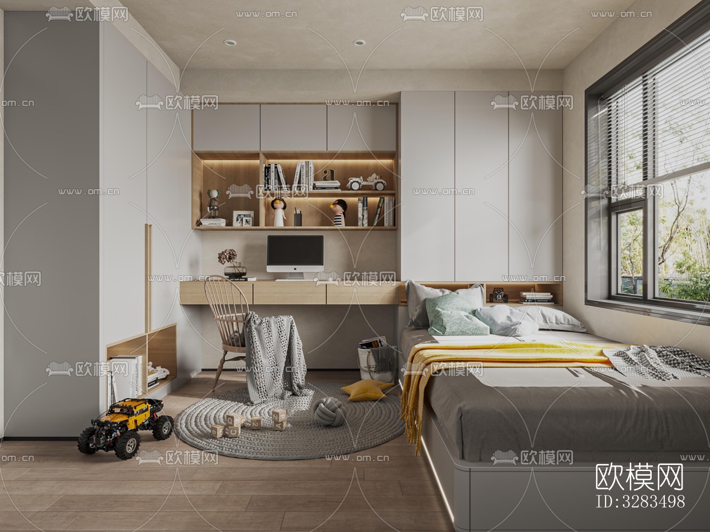 现代卧室效果图下载（渲染图1）