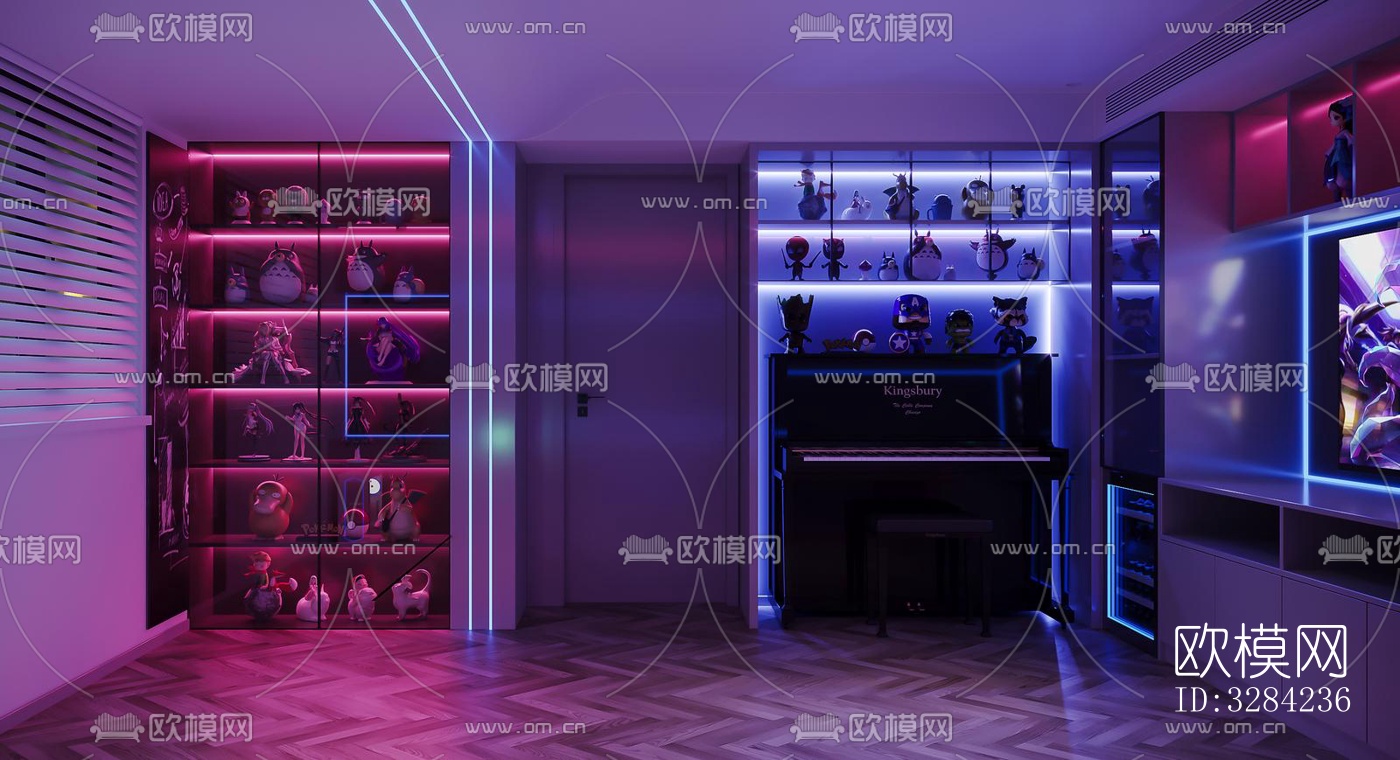 现代客餐厅效果图下载（渲染图1）