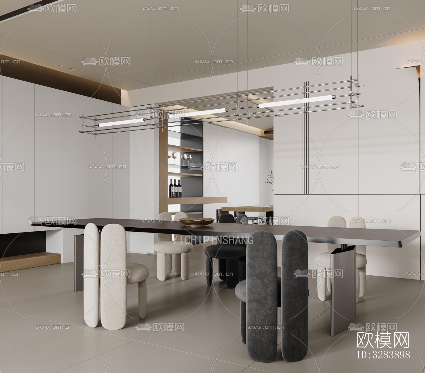 现代客餐厅效果图下载（渲染图4）