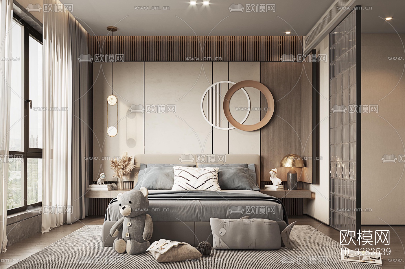 现代大平层效果图下载（渲染图7）