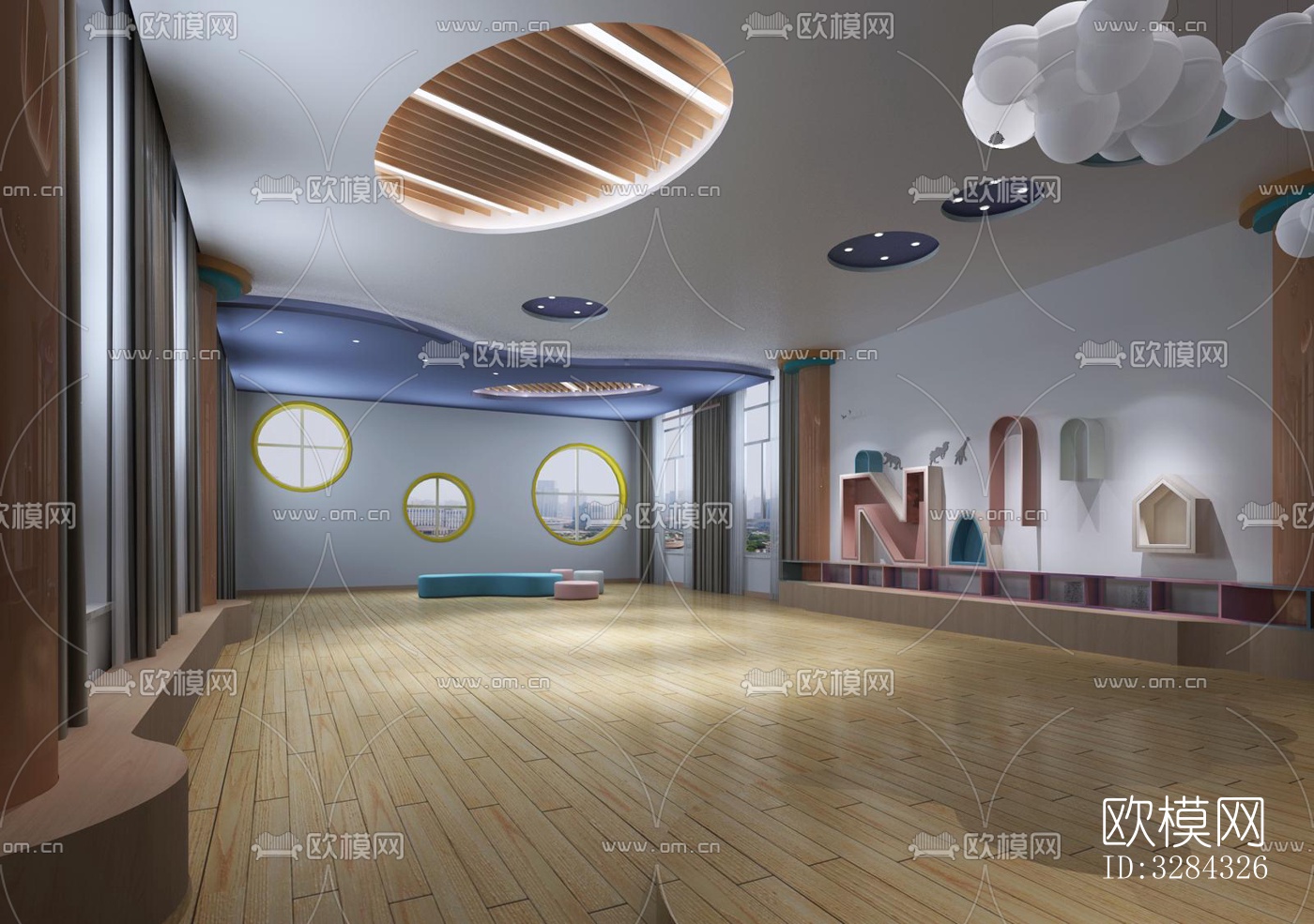 现代幼儿园效果图下载（渲染图2）