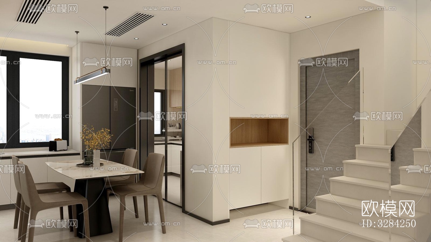 现代客餐厅效果图下载（渲染图4）