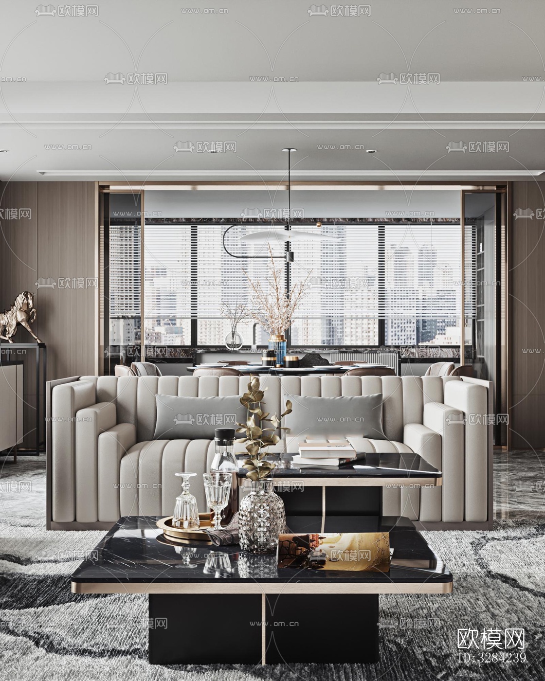 现代客餐厅效果图下载（渲染图3）