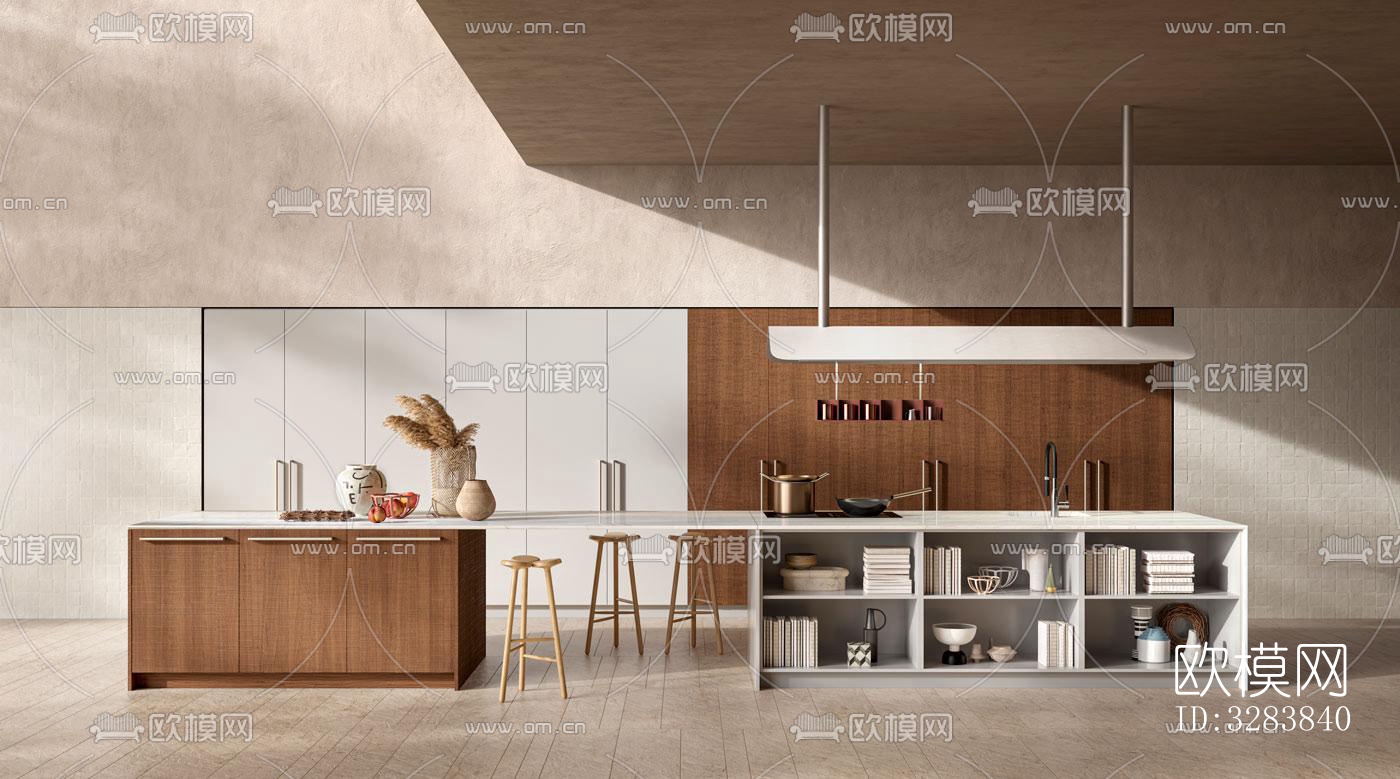 现代客餐厅效果图下载（渲染图1）