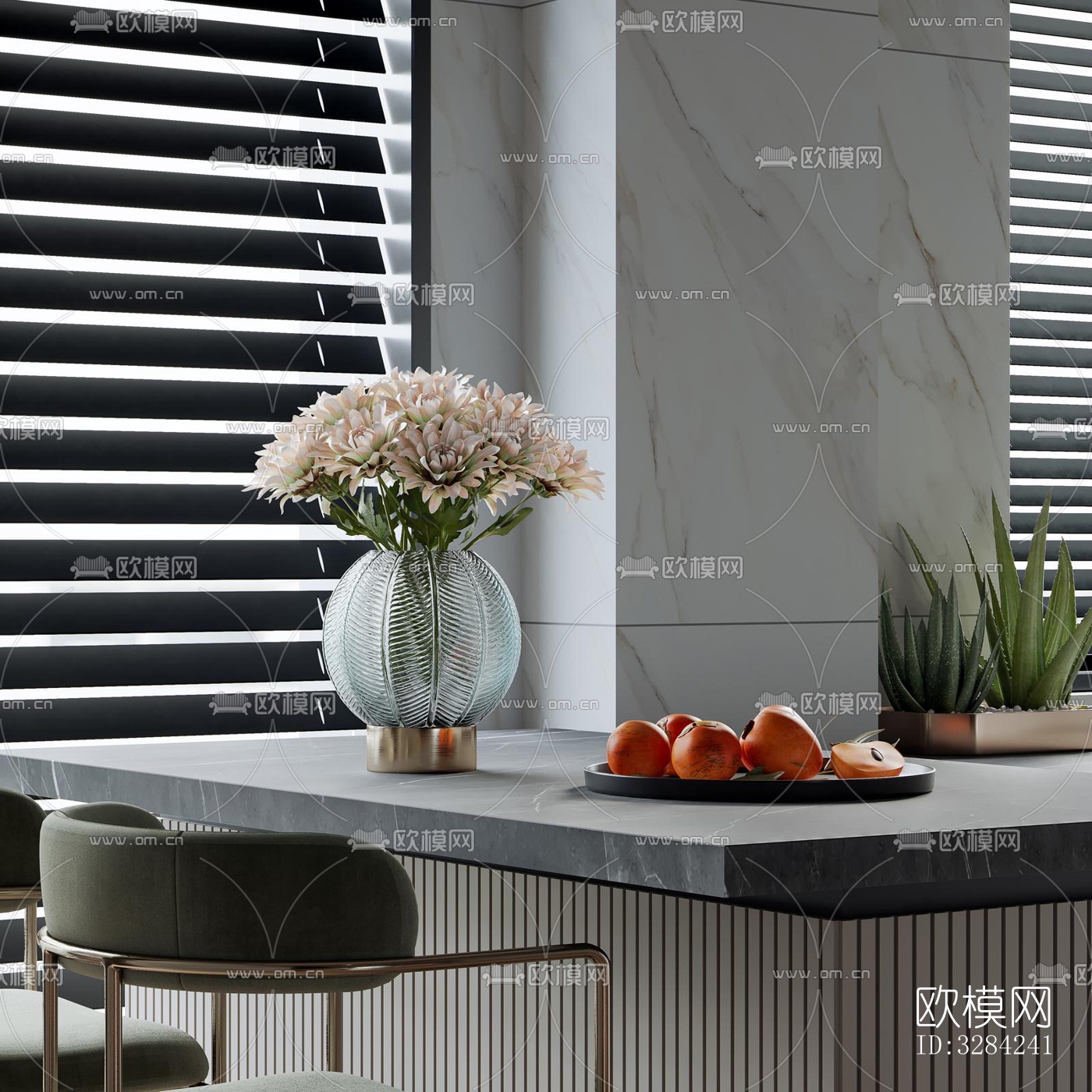 现代客餐厅效果图下载（渲染图6）