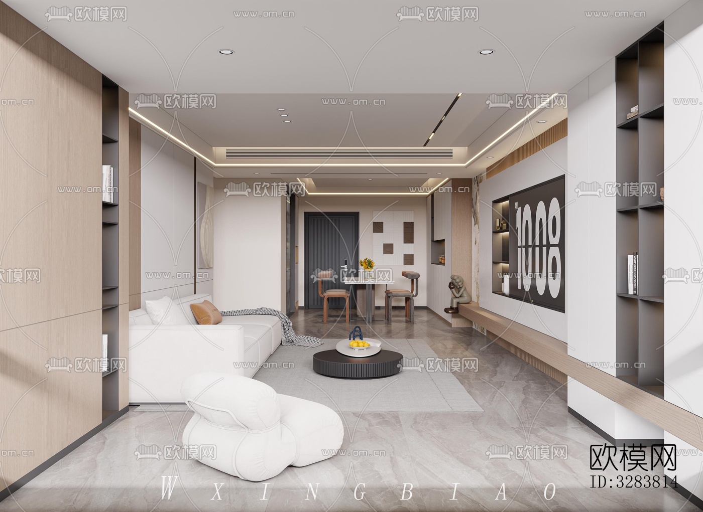 现代客餐厅效果图下载（渲染图9）