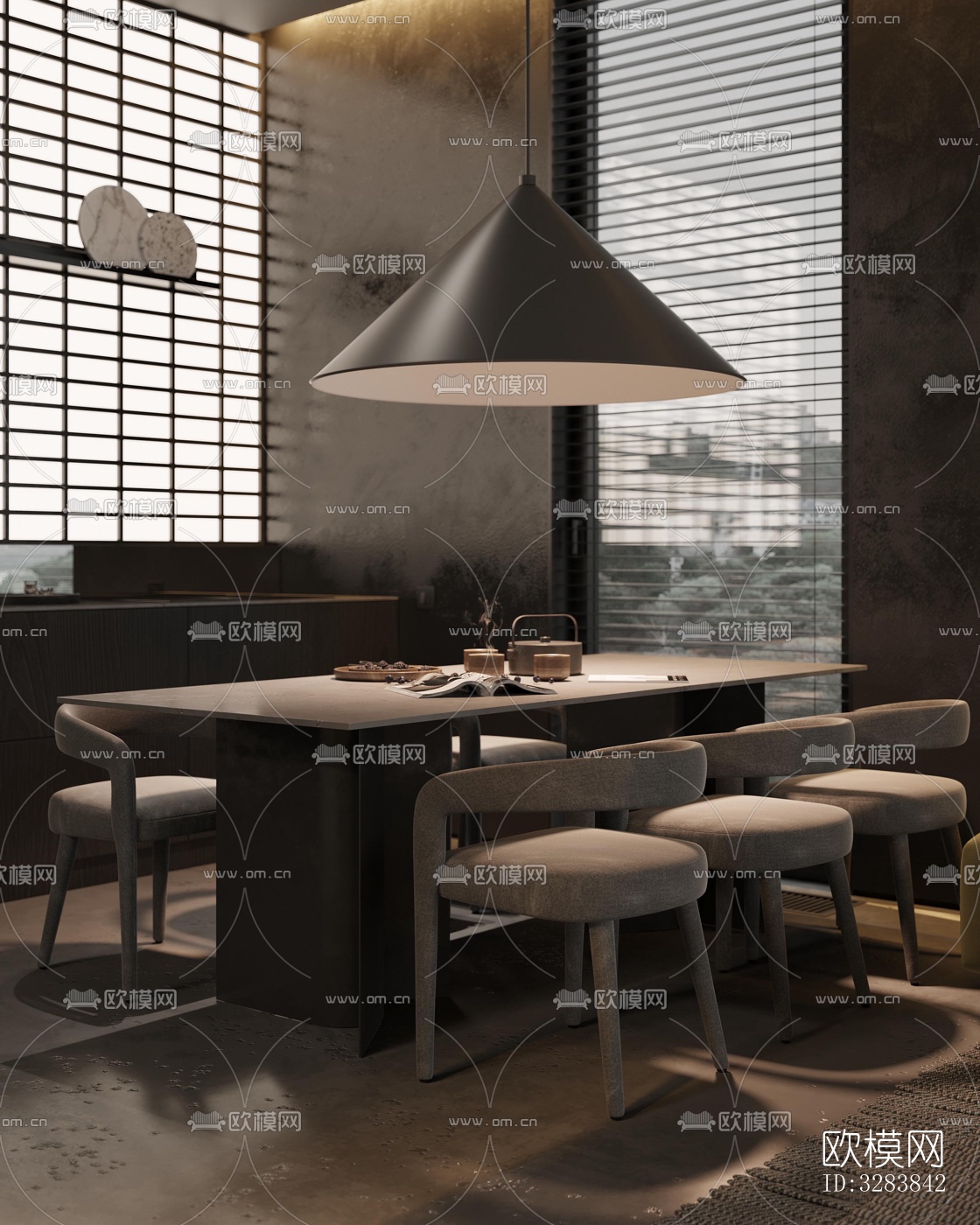 现代客餐厅效果图下载（渲染图3）