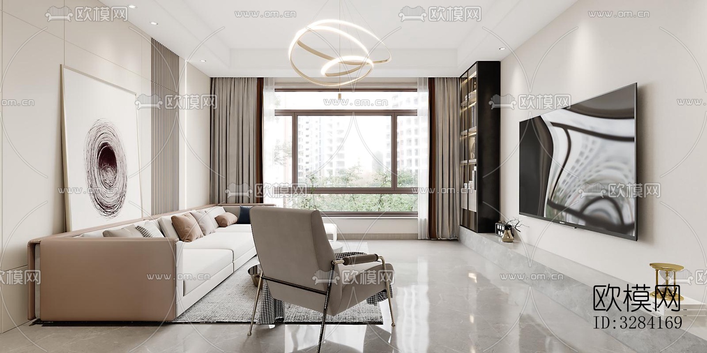 现代客餐厅效果图下载（渲染图3）