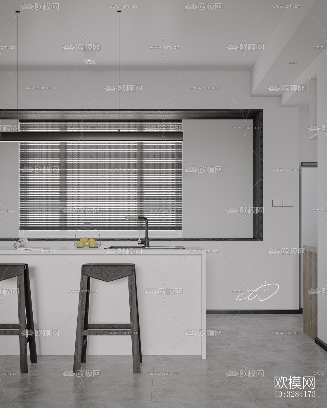 现代客餐厅效果图下载（渲染图1）