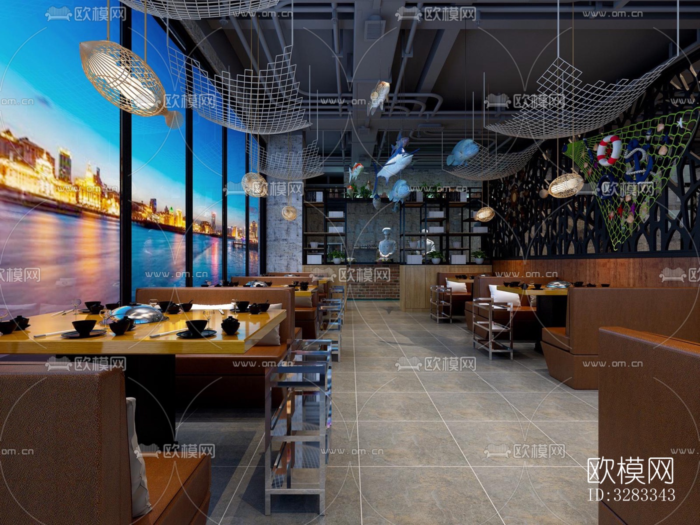 工业风网咖效果图下载（渲染图5）