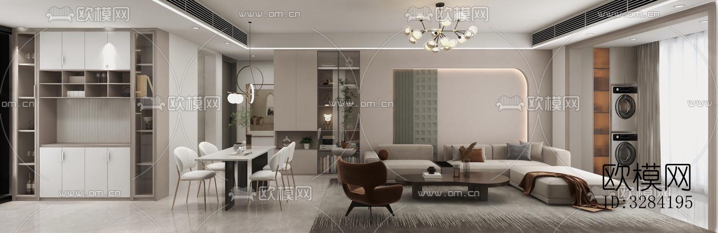 现代客餐厅效果图下载（渲染图3）