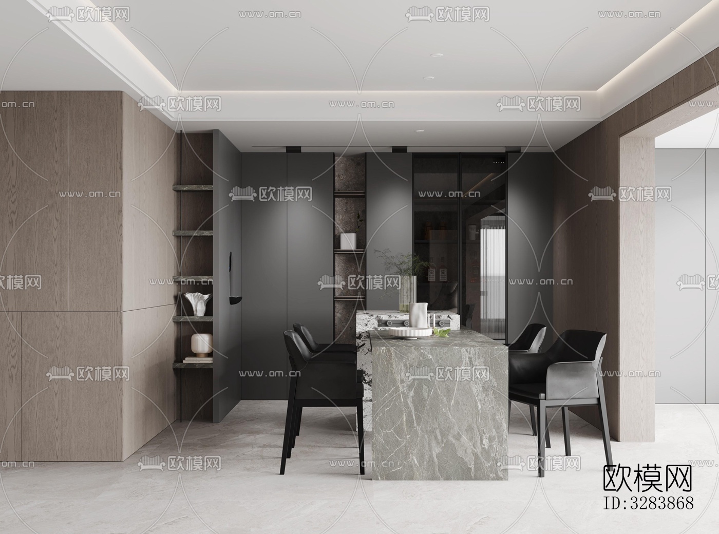 现代客餐厅效果图下载（渲染图3）