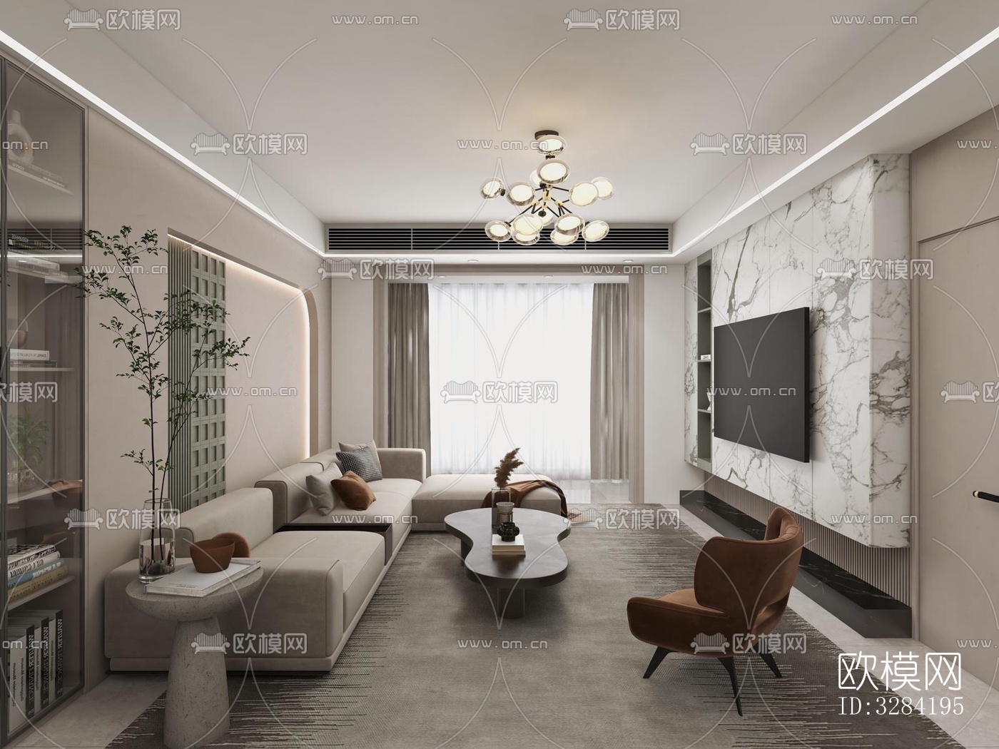 现代客餐厅效果图下载（渲染图1）