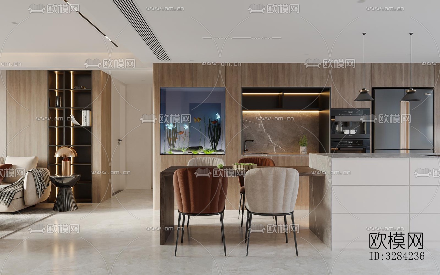 现代客餐厅效果图下载（渲染图12）