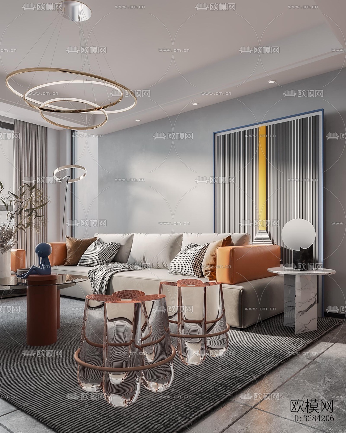 现代客餐厅效果图下载（渲染图14）