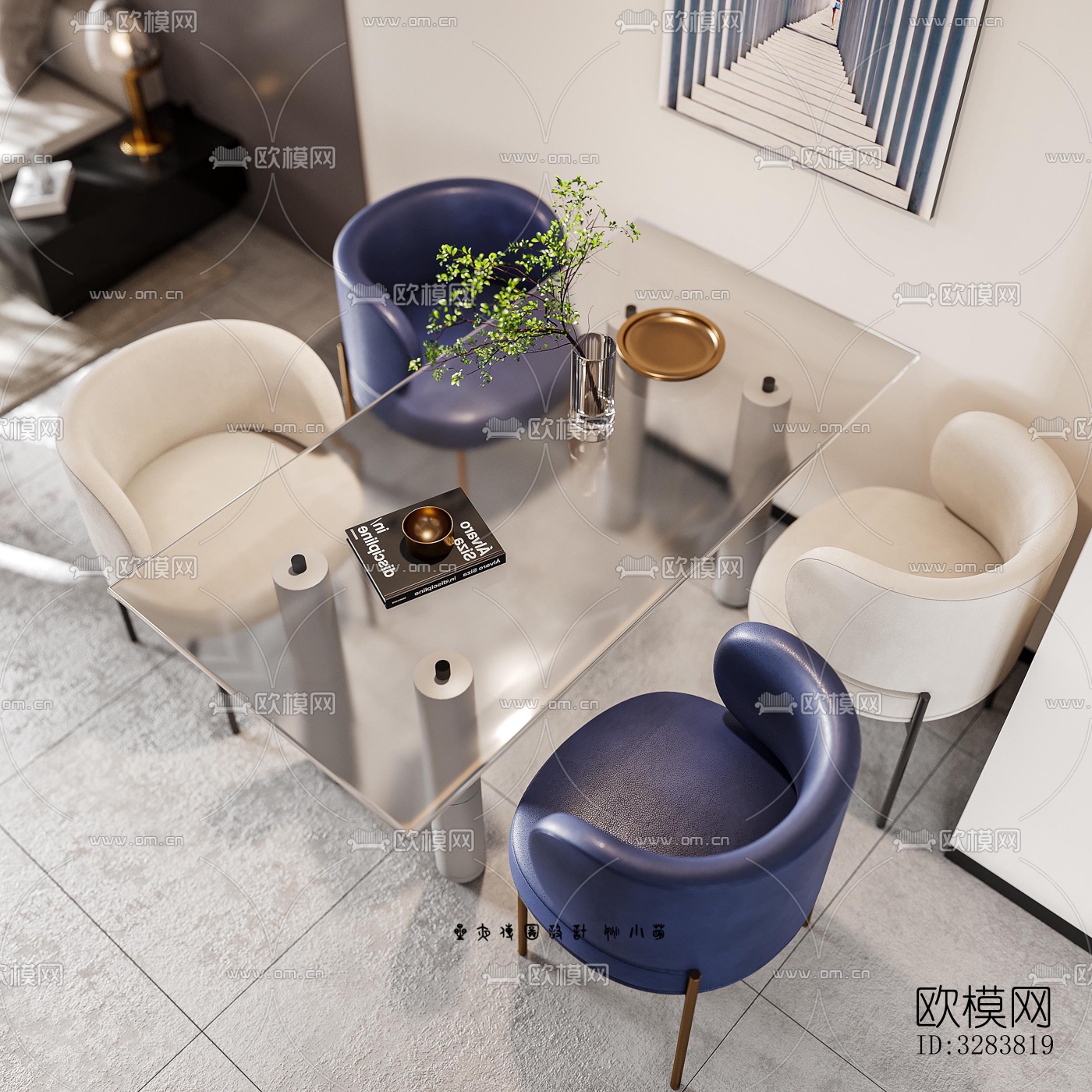 现代客餐厅效果图下载（渲染图6）