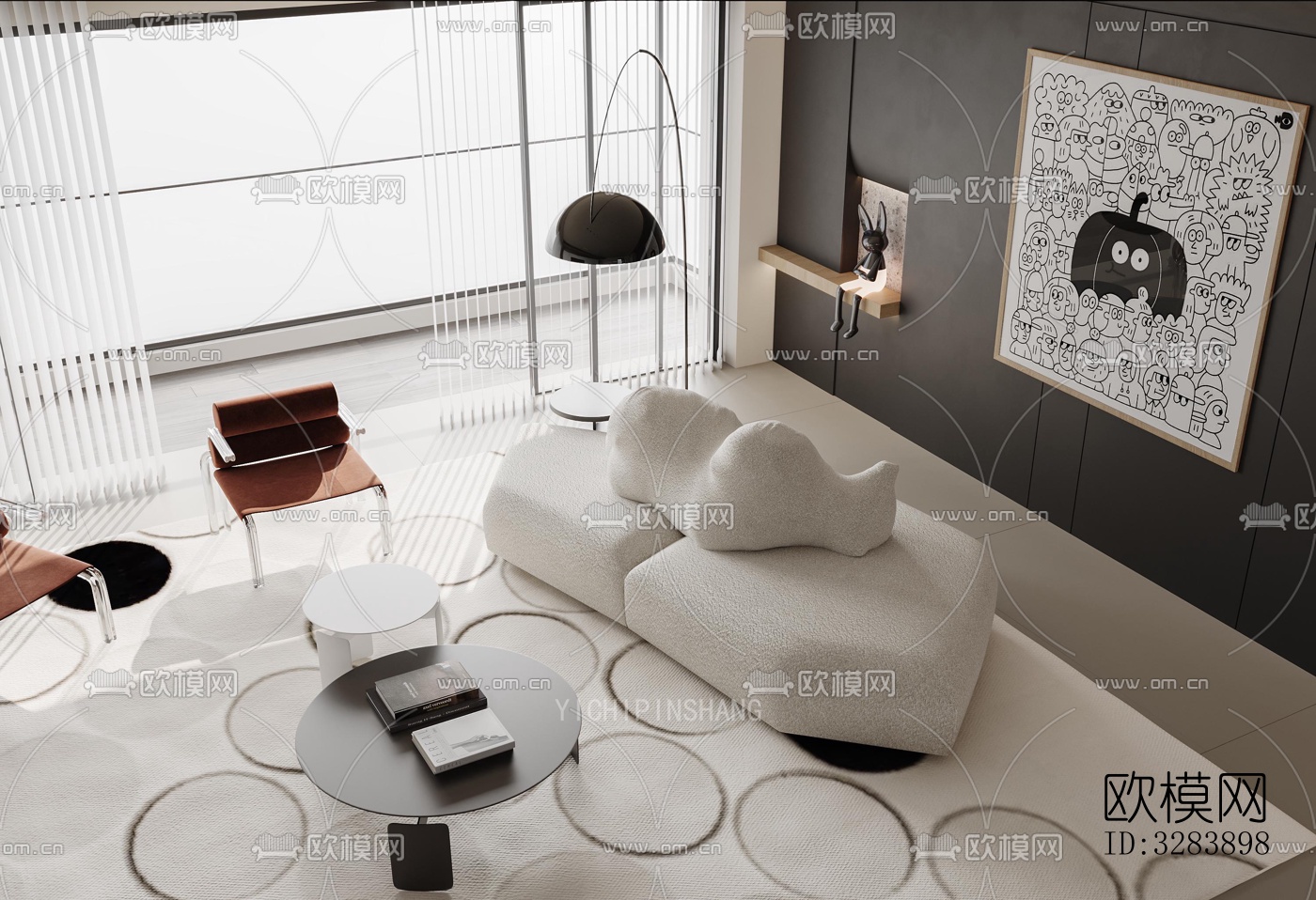 现代客餐厅效果图下载（渲染图2）