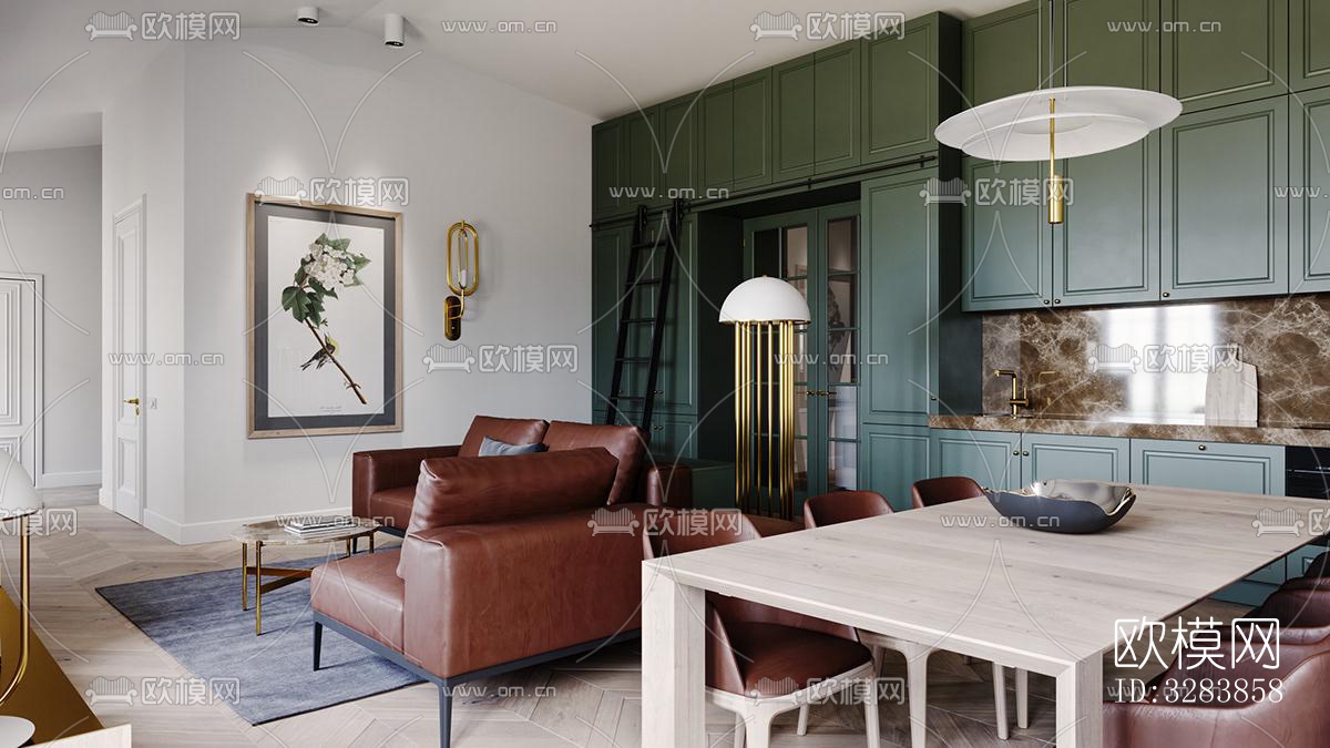 现代客餐厅效果图下载（渲染图9）