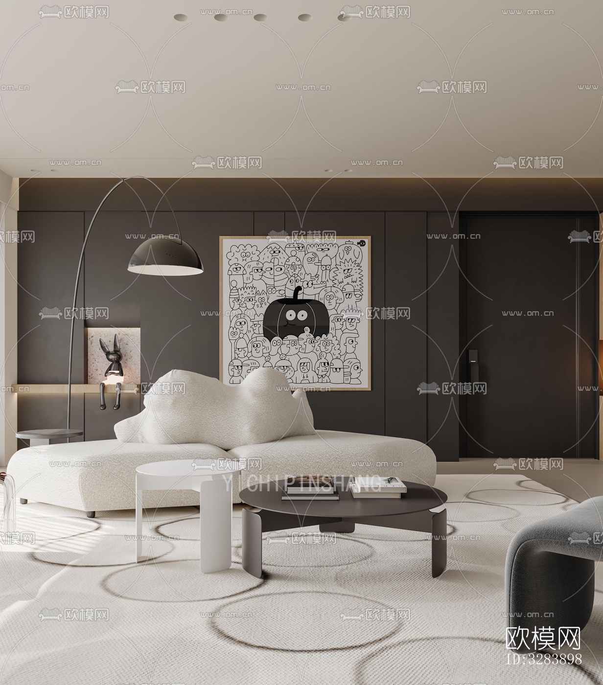 现代客餐厅效果图下载（渲染图3）