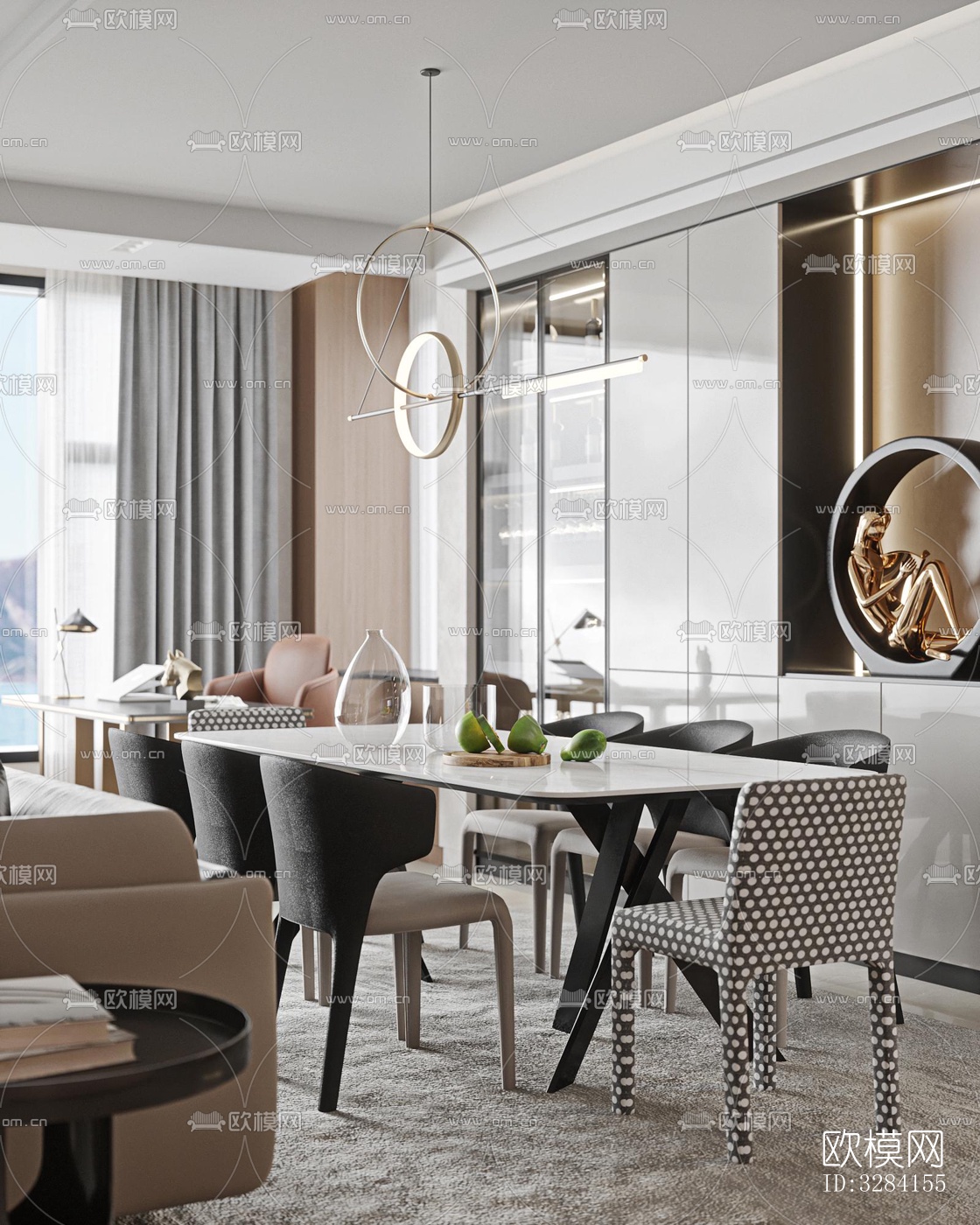 现代客餐厅效果图下载（渲染图9）