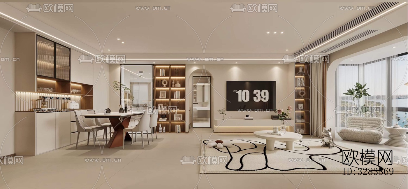 现代客餐厅效果图下载（渲染图3）
