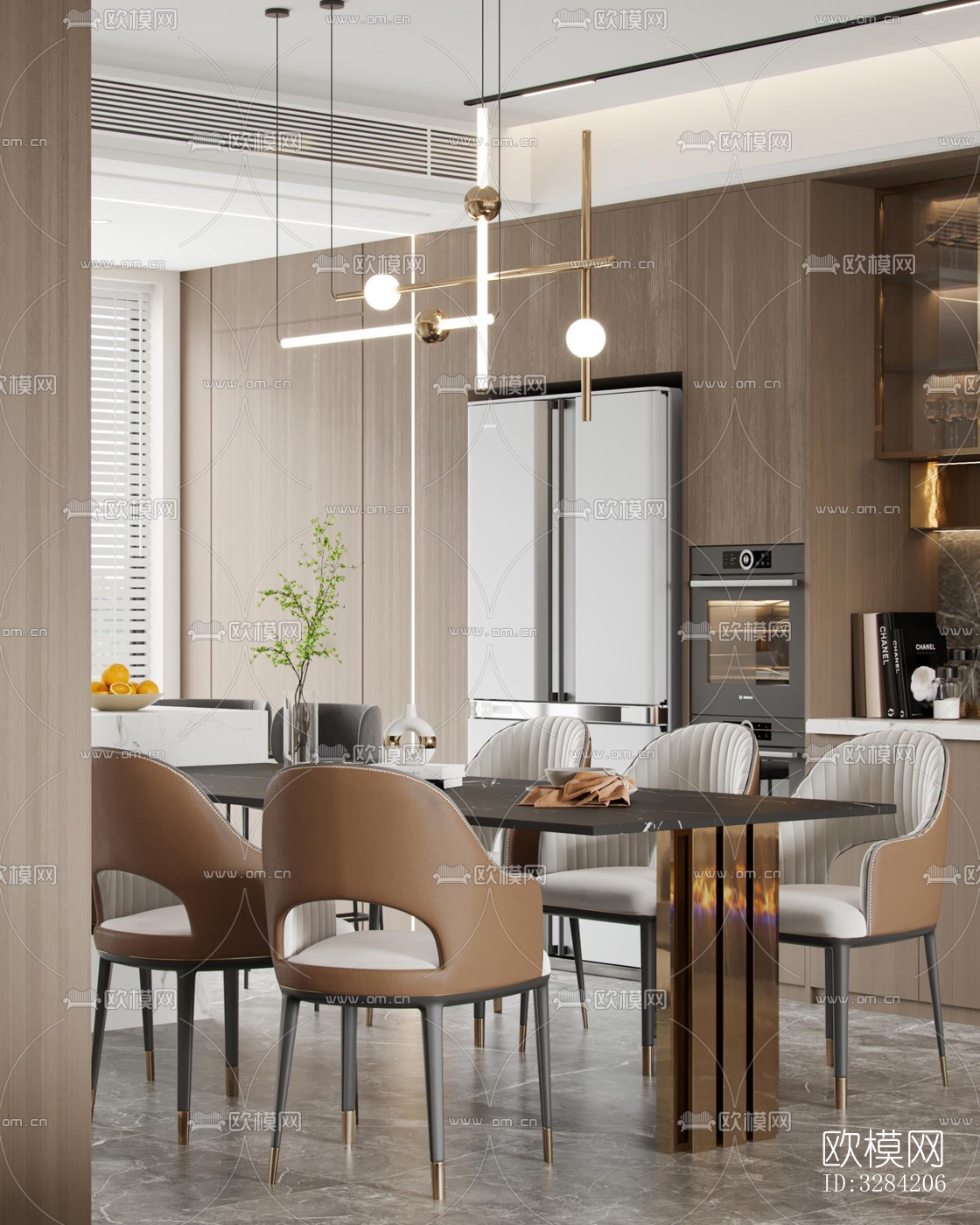 现代客餐厅效果图下载（渲染图5）