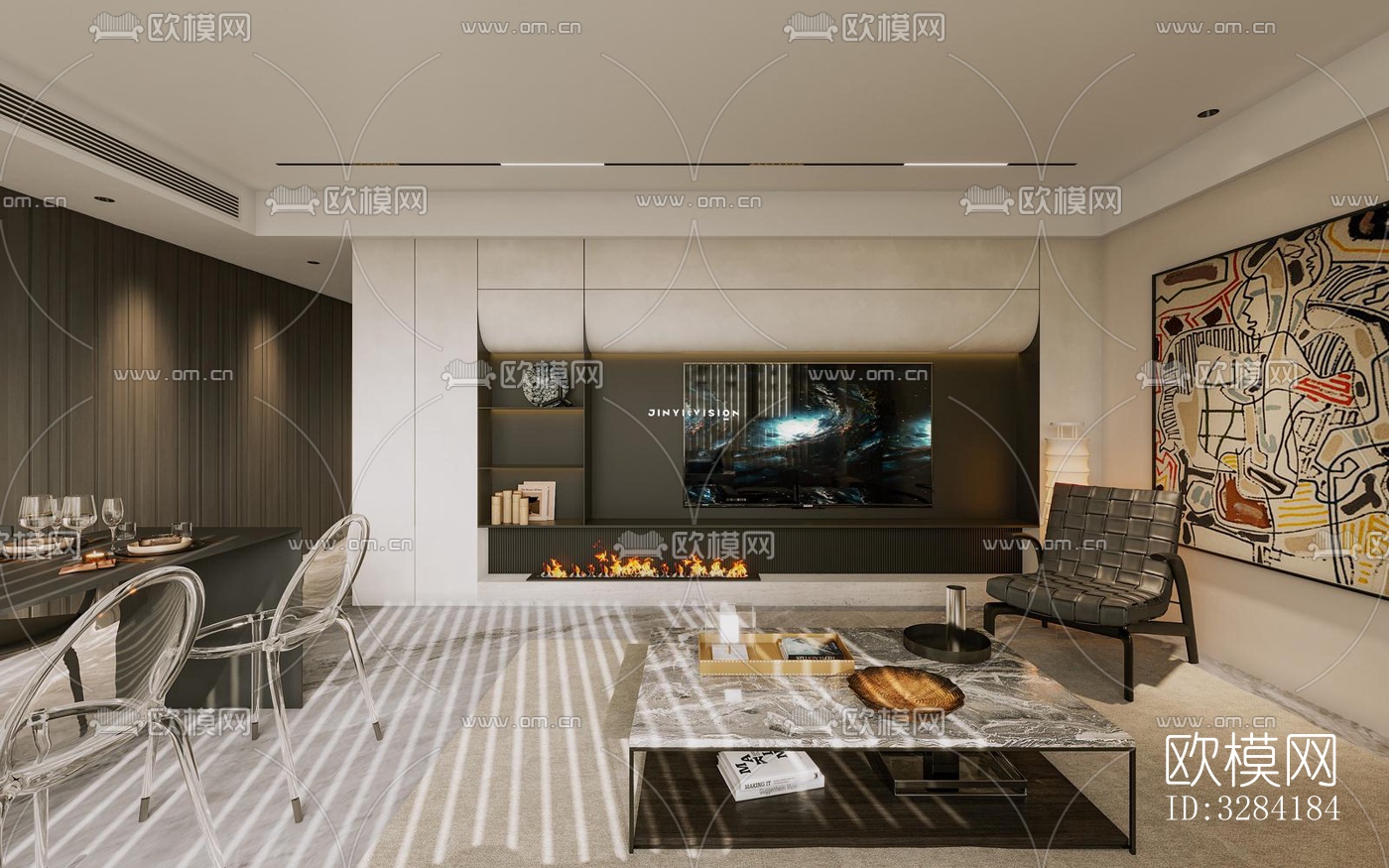 现代客餐厅效果图下载（渲染图4）