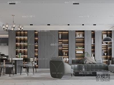 现代客餐厅效果图下载（渲染图2）