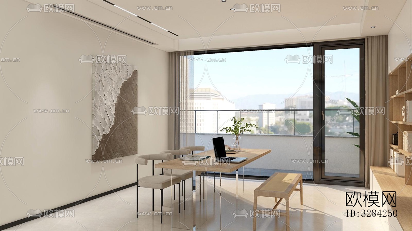 现代客餐厅效果图下载（渲染图2）