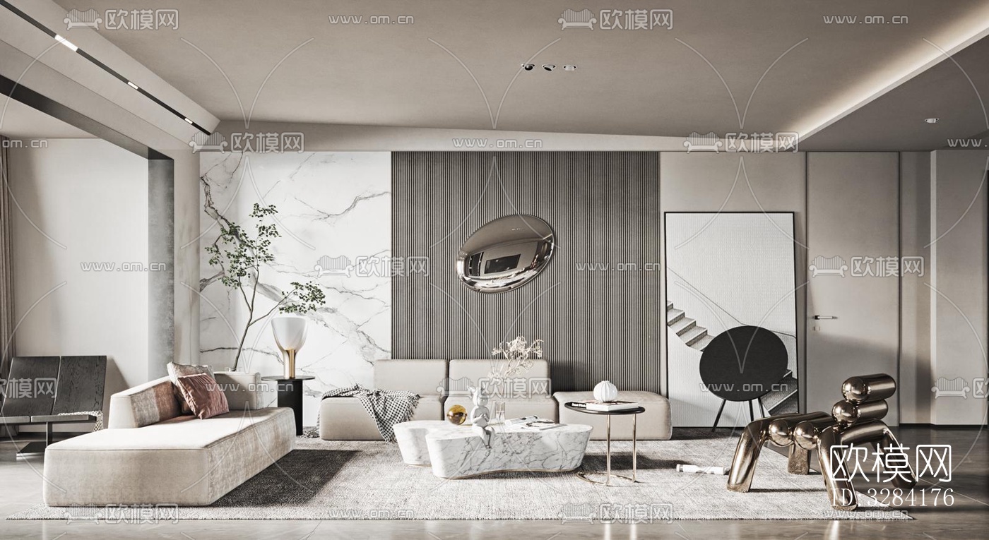 现代客餐厅效果图下载（渲染图4）