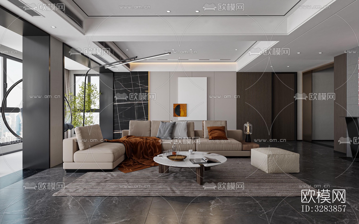 现代客餐厅效果图下载（渲染图4）